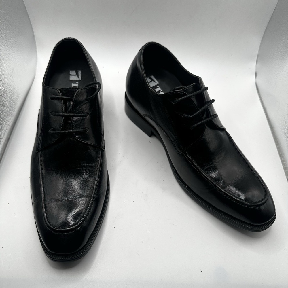 Toto Men's Lift Elevated Dress Shoes Black Leather Sz 6.5Pointed Toe Lace Up EUC